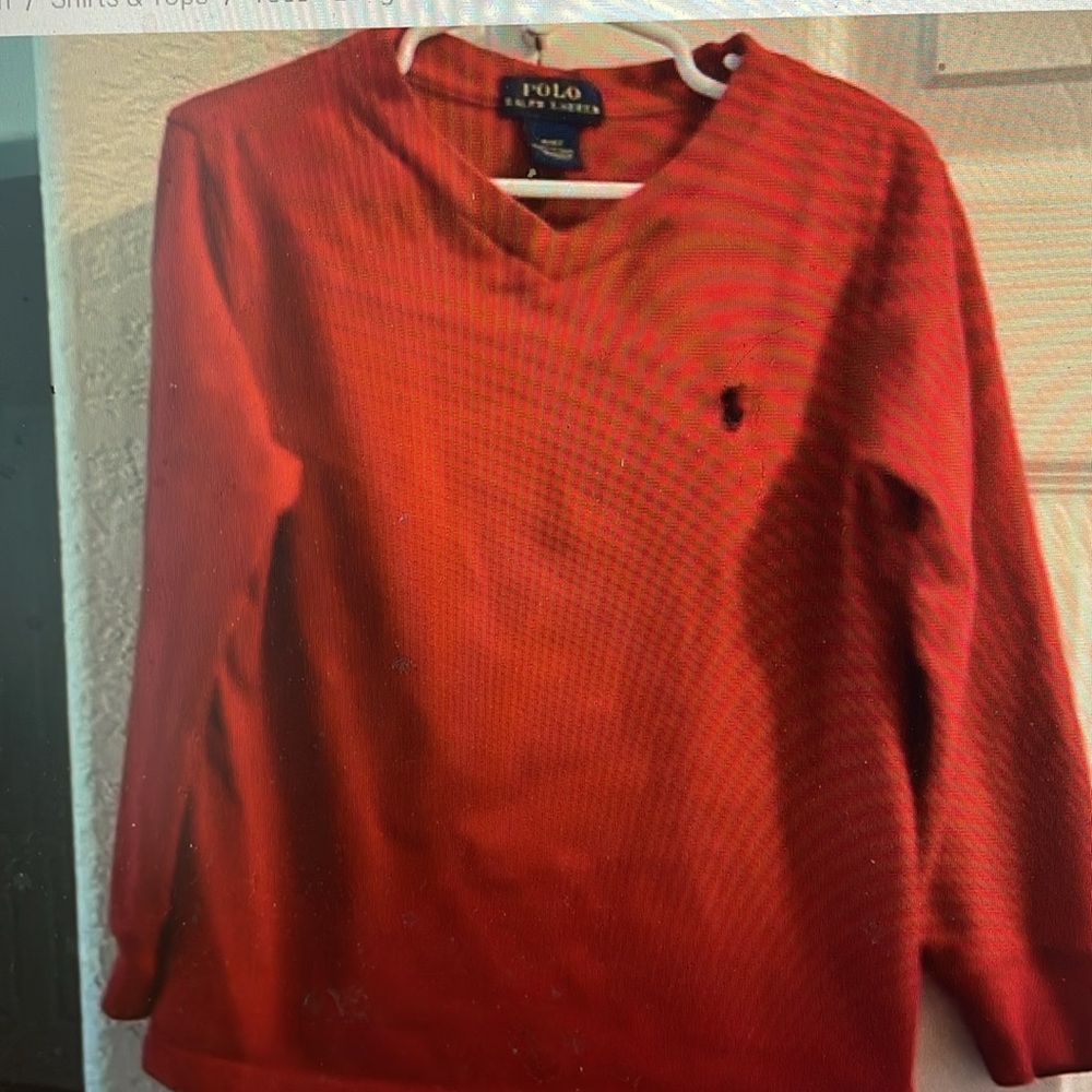 Polo by Ralph Lauren red long sleeve V-neck shirt 4T